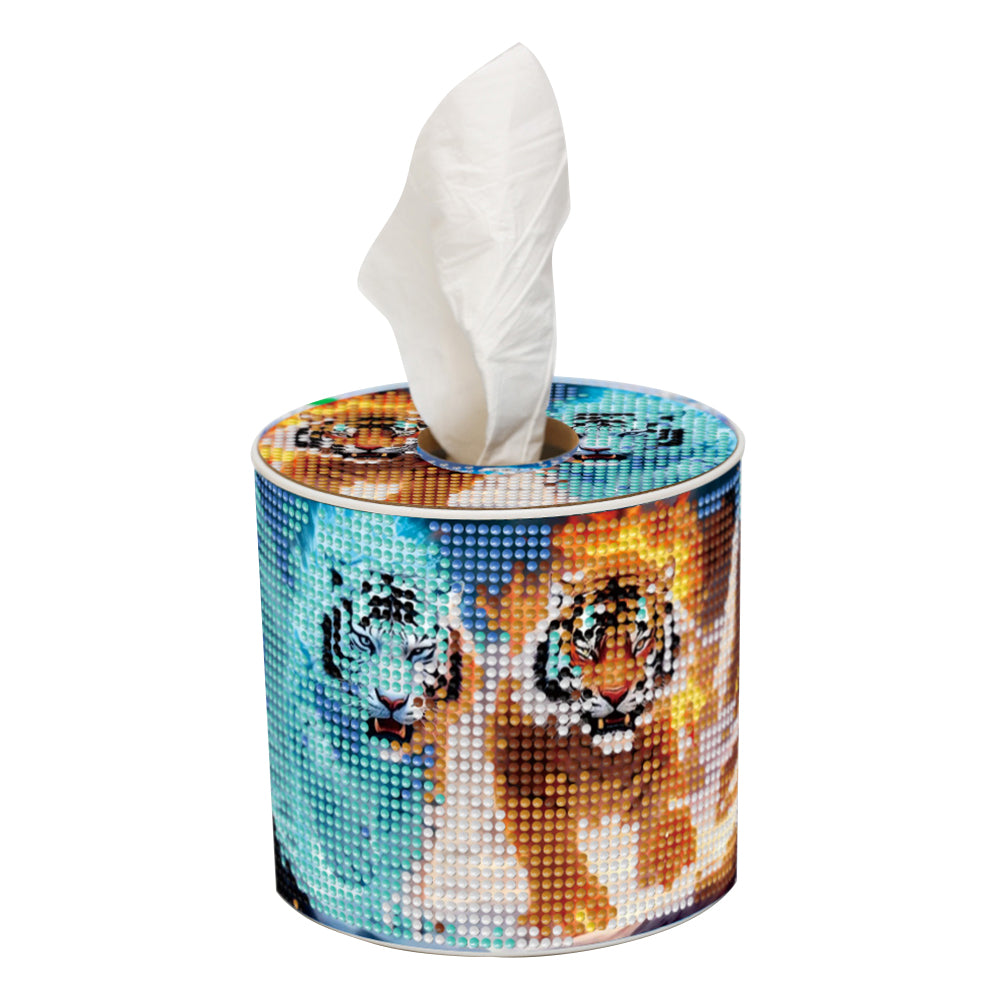 Tiger DIY Diamond Painting Handmade Tissue Holder Rhinestones Decor Tissue Box