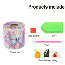 Load image into Gallery viewer, Butterfly DIY Diamond Painting Handmade Tissue Holder Rhinestones Tissue Box
