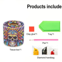 Load image into Gallery viewer, Skull DIY Diamond Painting Handmade Tissue Holder Rhinestones Decor Tissue Box
