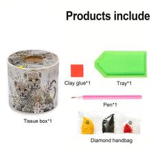 Load image into Gallery viewer, Leopard Cub DIY Diamond Painting Handmade Tissue Holder Rhinestones Tissue Box
