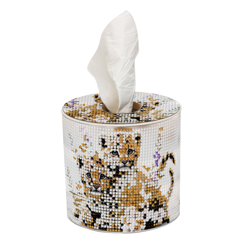 Leopard Cub DIY Diamond Painting Handmade Tissue Holder Rhinestones Tissue Box