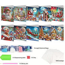 Load image into Gallery viewer, 10PCS DIY Diamond Art Greeting Cards Xmas Designs for Festivals and Celebrations Christmas
