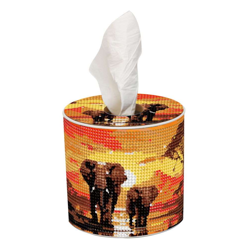 African Elephant DIY Diamond Painting Handmade Tissue Holder Crystal Tissue Box