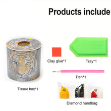 Load image into Gallery viewer, Tiger DIY Diamond Painting Handmade Tissue Holder Rhinestones Crystal Tissue Box

