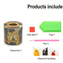 Load image into Gallery viewer, Owl DIY Diamond Painting Handmade Tissue Holder Rhinestones Crystal Tissue Box
