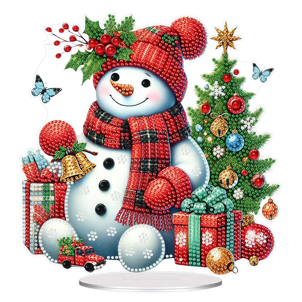 2D Flat Print Xmas DIY Single Side Drill Desktop Diamond Art (Christmas Tree)