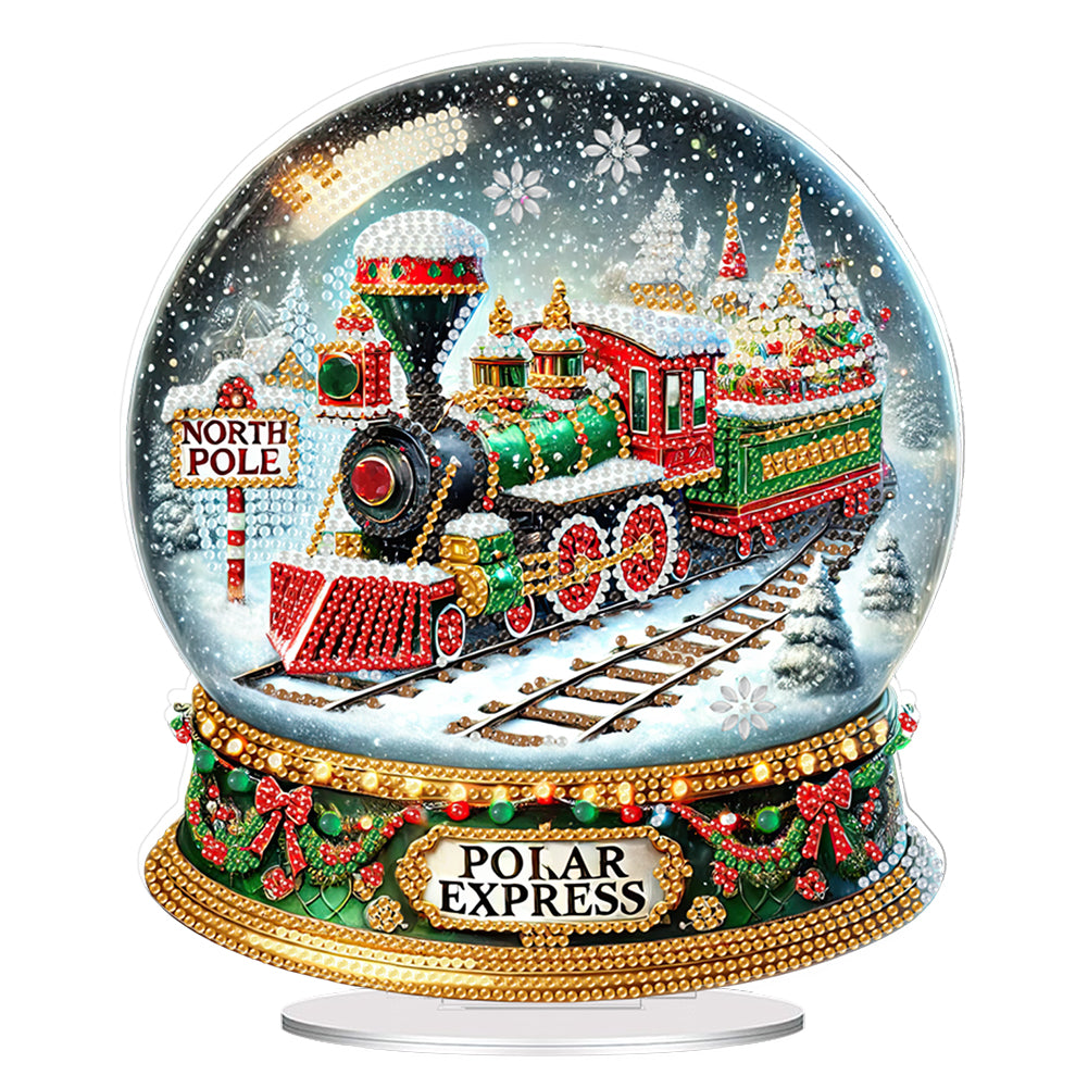 2D Flat Print Xmas DIY Single Side Drill Desktop Diamond Art Kits (Crystal Ball) Christmas