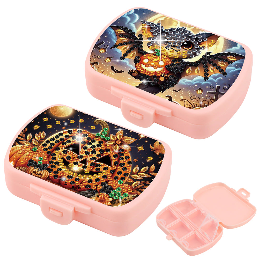 2Pcs 5D DIY Animal Theme Diamond Painting Medicine Box for Adults (Halloween)