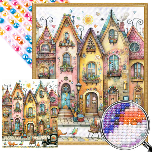 AB Diamond Painting - Full Round - Colorful House (40*50CM)