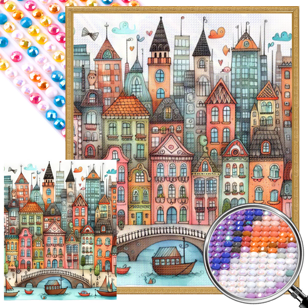 AB Diamond Painting - Full Round - Colorful House (40*50CM)