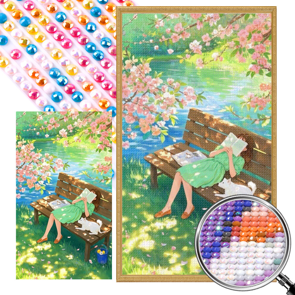 AB Diamond Painting - Full Round - Bench Girl (40*70CM)
