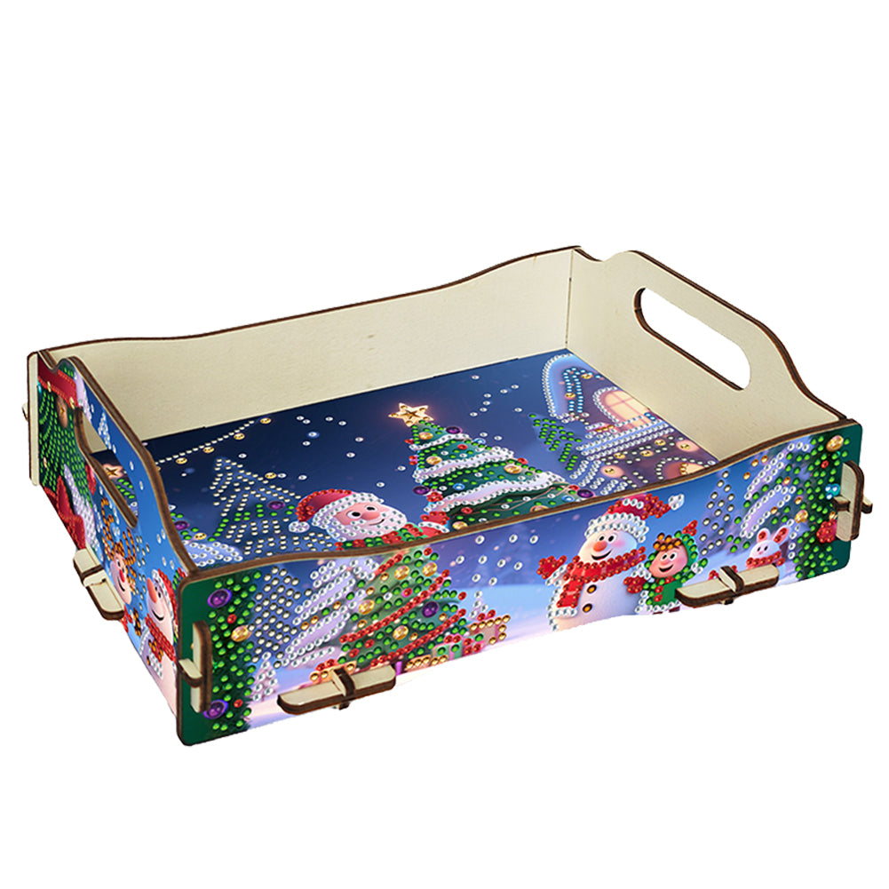 5D DIY Christmas Tree Diamond Painting Serving Tray with Handle for Coffee Table