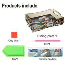 Load image into Gallery viewer, 5D DIY Candle Diamond Painting Wooden Serving Tray with Handle for Coffee Table
