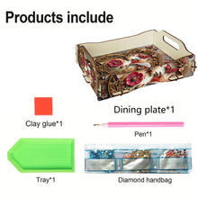 Load image into Gallery viewer, 5D DIY Fox Diamond Painting Wooden Serving Tray with Handle for Coffee Table

