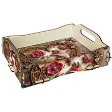 Load image into Gallery viewer, 5D DIY Fox Diamond Painting Wooden Serving Tray with Handle for Coffee Table
