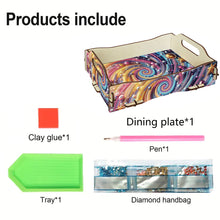 Load image into Gallery viewer, 5D DIY Vortex Diamond Painting Wooden Serving Tray with Handle for Coffee Table
