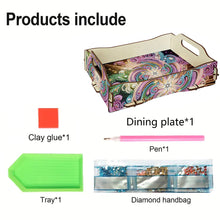 Load image into Gallery viewer, 5D DIY Vortex Diamond Painting Wooden Serving Tray with Handle for Coffee Table
