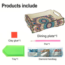Load image into Gallery viewer, 5D DIY Mandala Diamond Painting Wooden Serving Tray with Handle for Coffee Table
