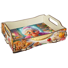 Load image into Gallery viewer, 5D DIY Old Lady Diamond Painting Serving Tray with Handle for Coffee Table Decor

