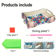 Load image into Gallery viewer, 5D DIY Butterfly Diamond Painting Serving Tray with Handle for Coffee Table
