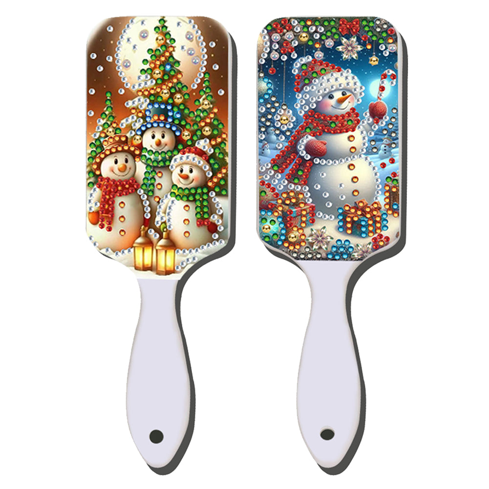 2pcs Snowman Diamond Painting Hair Air Brush DIY Craft Supplies for Women Christmas