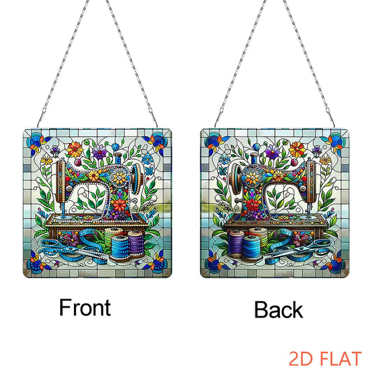2D Flat Sewing Machine DIY Diamond Art Pendant Window Hanging Art for Home Decor
