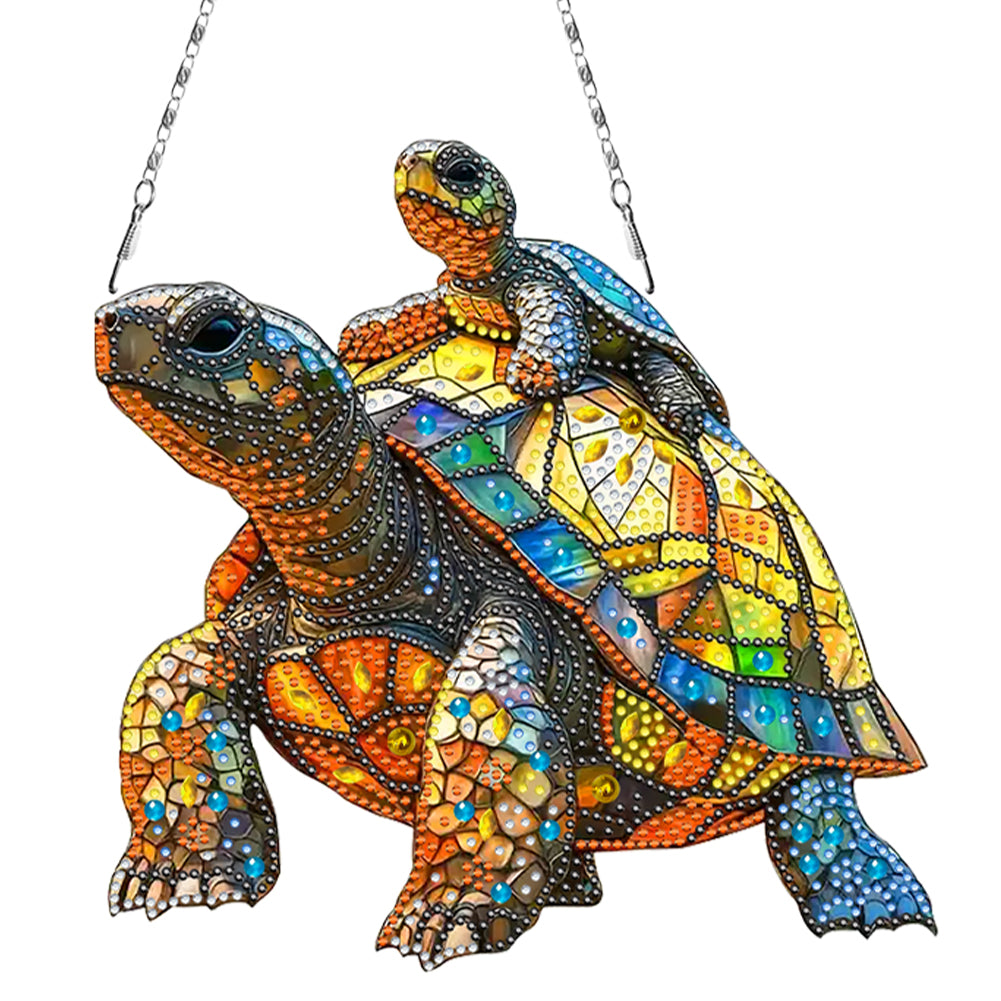 2D Flat Turtle DIY Diamond Art Pendant Window Hanging Art for Home Wall Decor