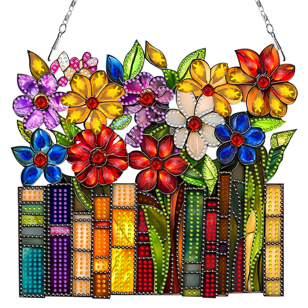 2D Flat Book DIY Diamond Art Pendant Window Hanging Art for Home Decoration