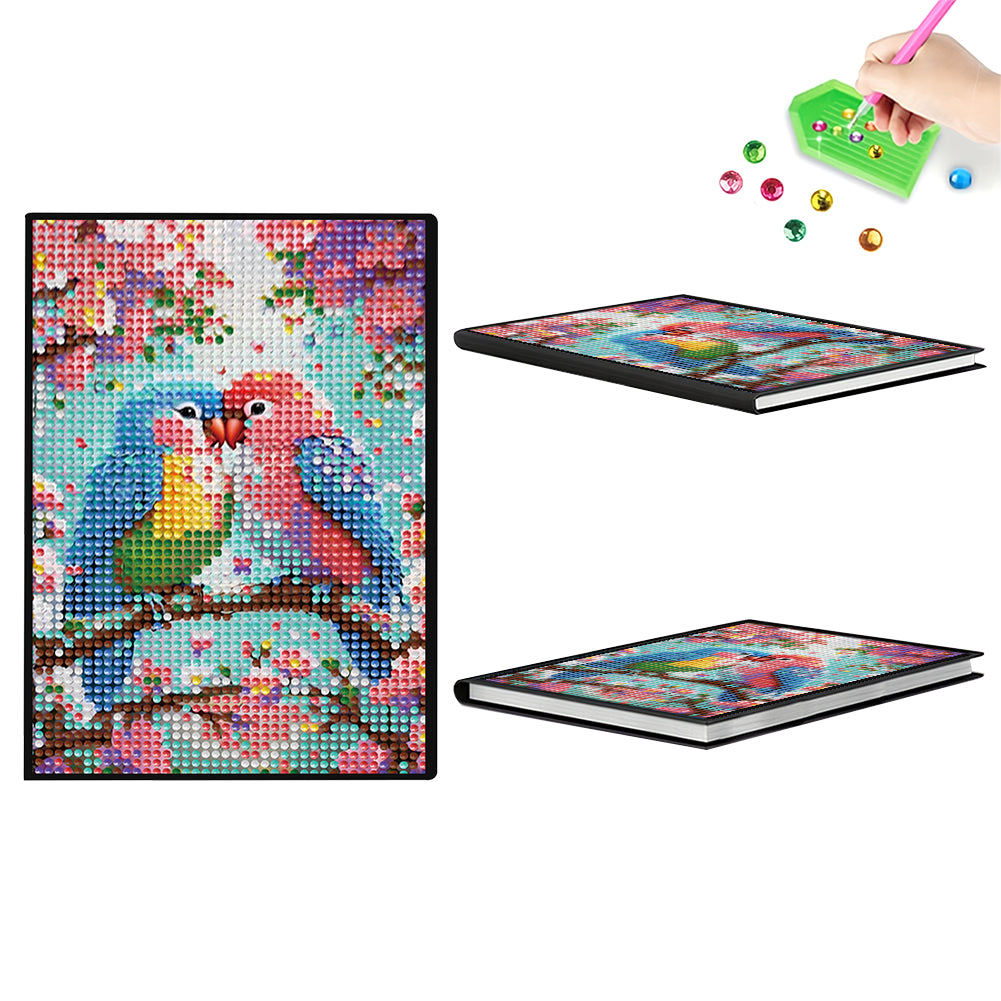 5D DIY Love Parrot Diamond Art Painting Notebook Kit Crystal Notepad Sketchbook
