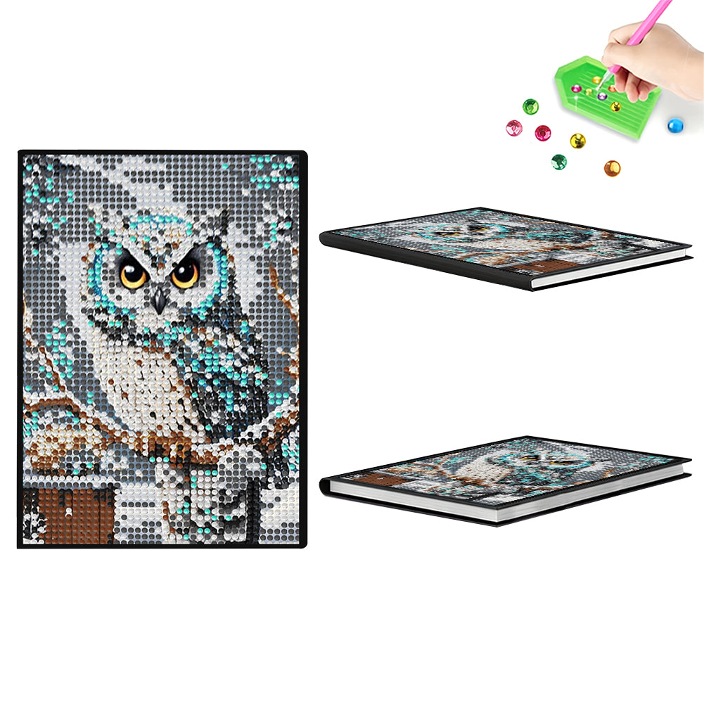 5D DIY Owl Diamond Art Painting Notebook Kit Crystal Notepad Sketchbook Gifts