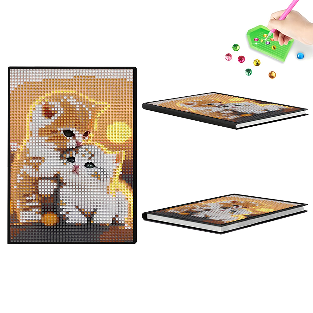 5D DIY Cat Diamond Art Painting Notebook Kit Crystal Notepad Sketchbook Gifts