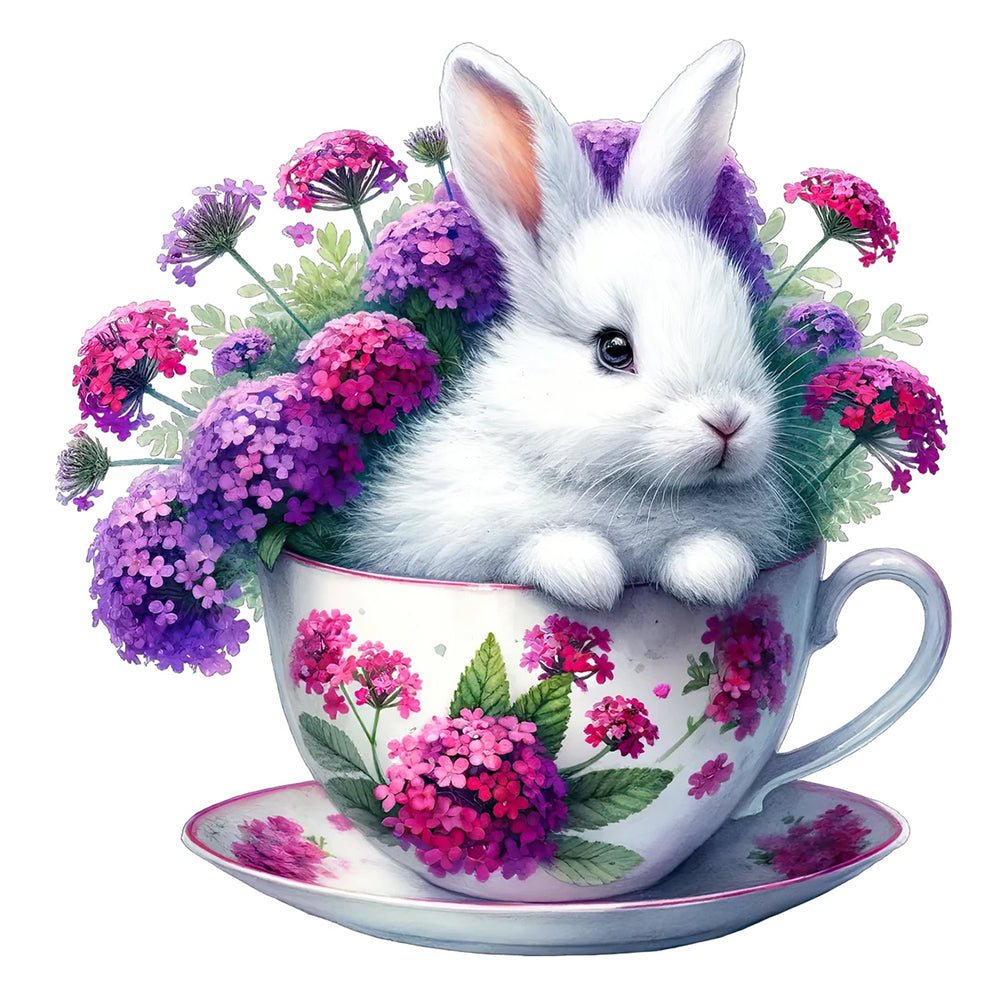 Diamond Painting - Full Round - Rabbit And Flower (40*40CM)