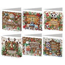 Load image into Gallery viewer, 6PCS DIY Diamond Art Christmas Greeting Cards Xmas Design Diamond Art Cards
