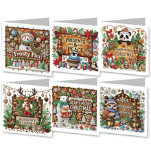 Load image into Gallery viewer, 6PCS DIY Diamond Art Christmas Greeting Cards Xmas Design Diamond Art Cards
