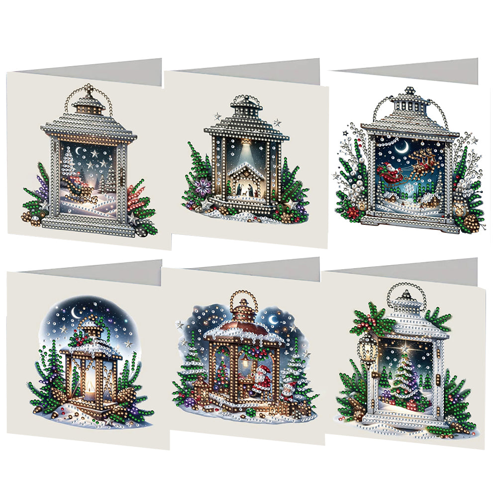 6PCS DIY Diamond Art Greeting Cards Xmas Designs Diamond Art Handmade Cards Christmas