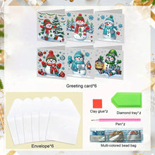 Load image into Gallery viewer, 6PCS DIY Diamond Art Snowman Greeting Cards Xmas Designs Diamond Art Postcards Christmas
