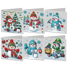 Load image into Gallery viewer, 6PCS DIY Diamond Art Snowman Greeting Cards Xmas Designs Diamond Art Postcards Christmas
