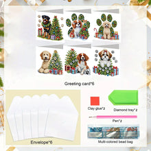 Load image into Gallery viewer, 6PCS DIY Dog Diamond Art Greeting Cards Xmas Designs Diamond Art Handmade Cards Christmas
