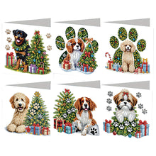 Load image into Gallery viewer, 6PCS DIY Dog Diamond Art Greeting Cards Xmas Designs Diamond Art Handmade Cards Christmas
