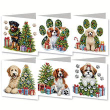 Load image into Gallery viewer, 6PCS DIY Dog Diamond Art Greeting Cards Xmas Designs Diamond Art Handmade Cards Christmas
