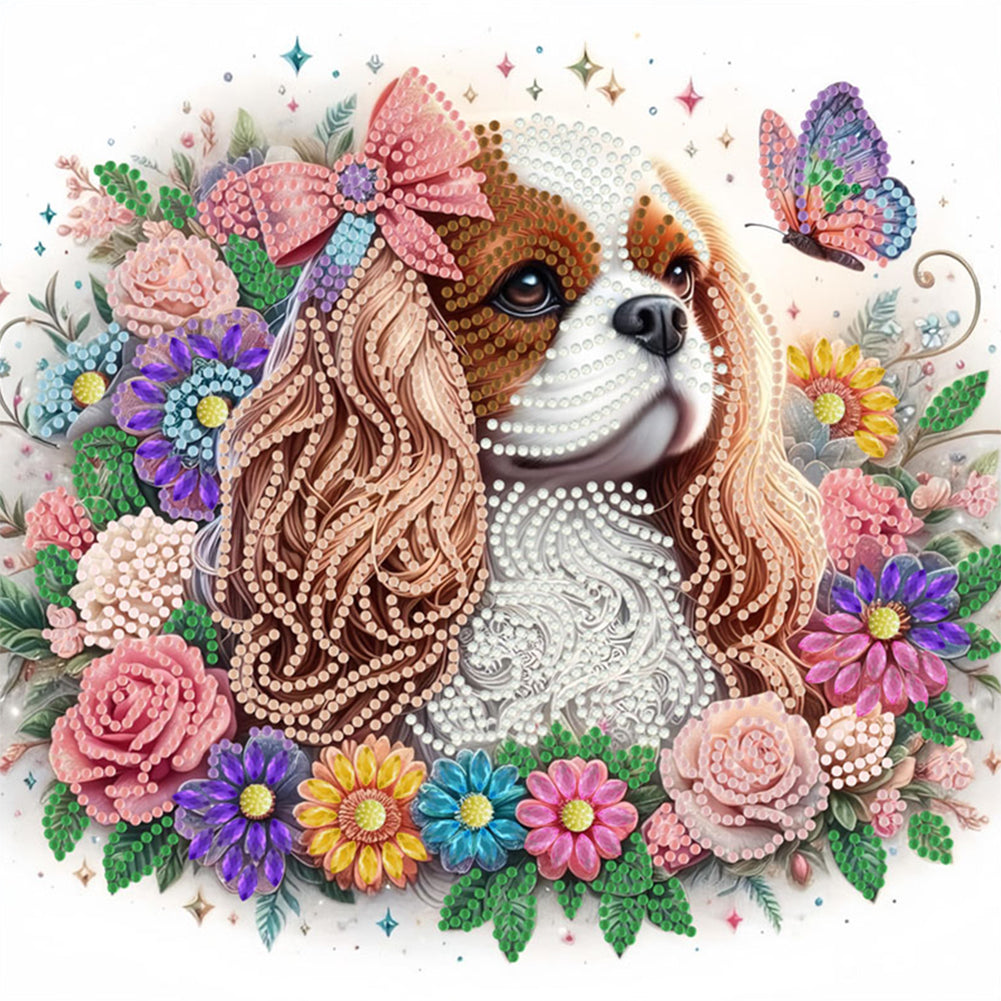 Diamond Painting - Partial Special Shaped - Flower Puppy (30*30CM)