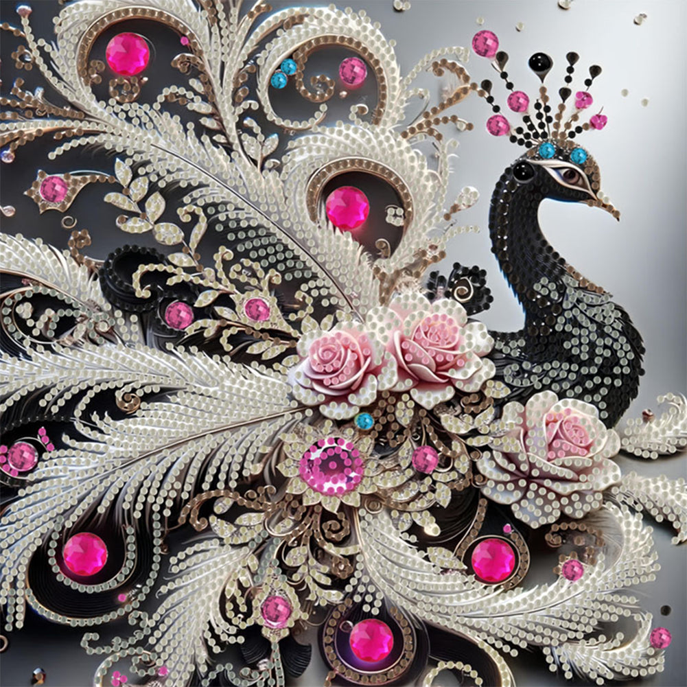 Diamond Painting - Partial Special Shaped - Peacock (30*30CM)
