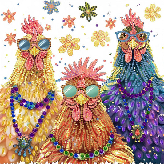 Diamond Painting - Partial Special Shaped - Cool Rooster (30*30CM)