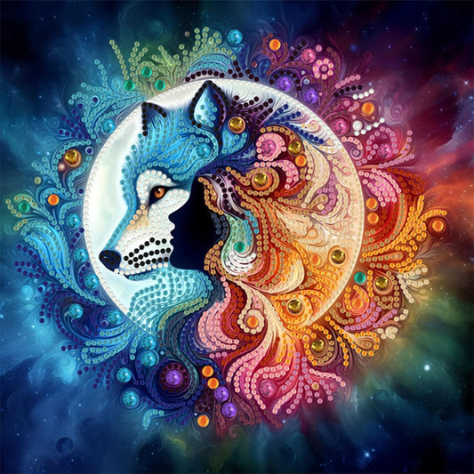 Diamond Painting - Partial Special Shaped - Moonlight Wolf (30*30CM)