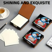 Load image into Gallery viewer, 5D DIY Leather Snowman Diamond Painting Notecard Box Gem Art Sticky Note Holder Christmas
