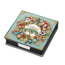 Load image into Gallery viewer, 5D DIY Leather Wreath Diamond Painting Notecard Box Gem Art Sticky Note Holder Christmas
