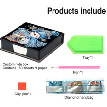 Load image into Gallery viewer, 5D DIY Leather Snowman Diamond Painting Notecard Box Gem Art Sticky Note Holder Christmas
