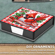 Load image into Gallery viewer, 5D DIY Leather Cardinal Diamond Painting Notecard Box Gem Art Sticky Note Holder Christmas
