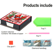 Load image into Gallery viewer, 5D DIY Leather Cardinal Diamond Painting Notecard Box Gem Art Sticky Note Holder Christmas

