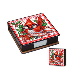 Load image into Gallery viewer, 5D DIY Leather Cardinal Diamond Painting Notecard Box Gem Art Sticky Note Holder Christmas
